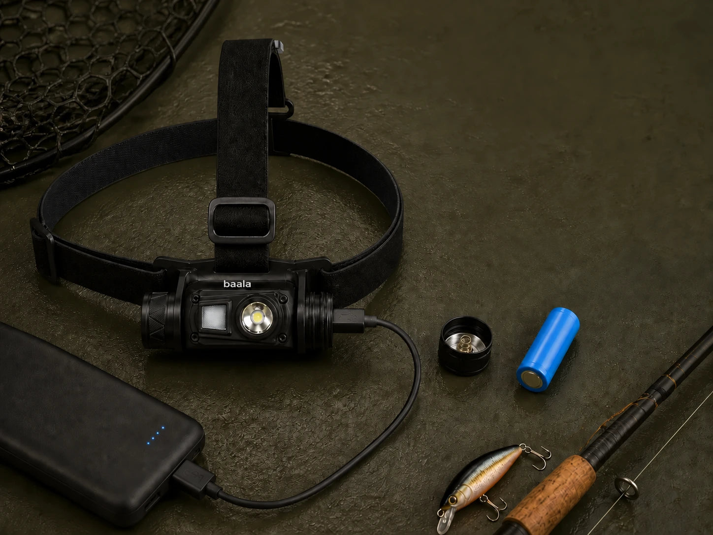 USB-C kábellel töltött whuhu fejlámpa cserélhető akkumulátorral